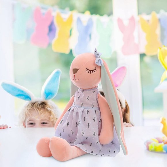 PAIR  - 14" Plush Bunny Rabbit Stuffed Toy- Floppy Ears - Easter, Nursery, Gift - Picture 2 of 6